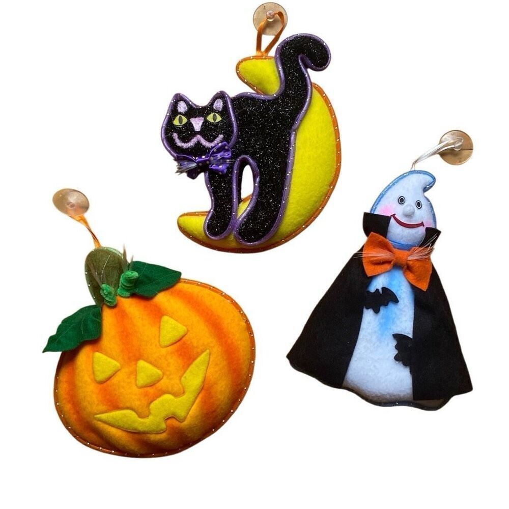Avon Fiber Optic Halloween Glowing Accent Hanging Cat Ghost Pumpkin Lot